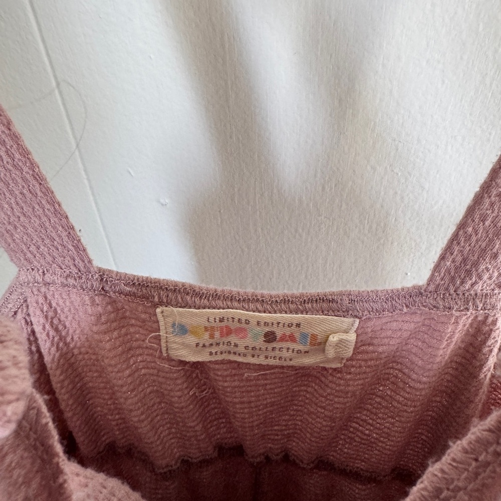 ✨ Dot Dot Smile Girls Mauve Overalls | Size 7 | Pockets | Cozy Textured Knit ✨ - Picture 2 of 6